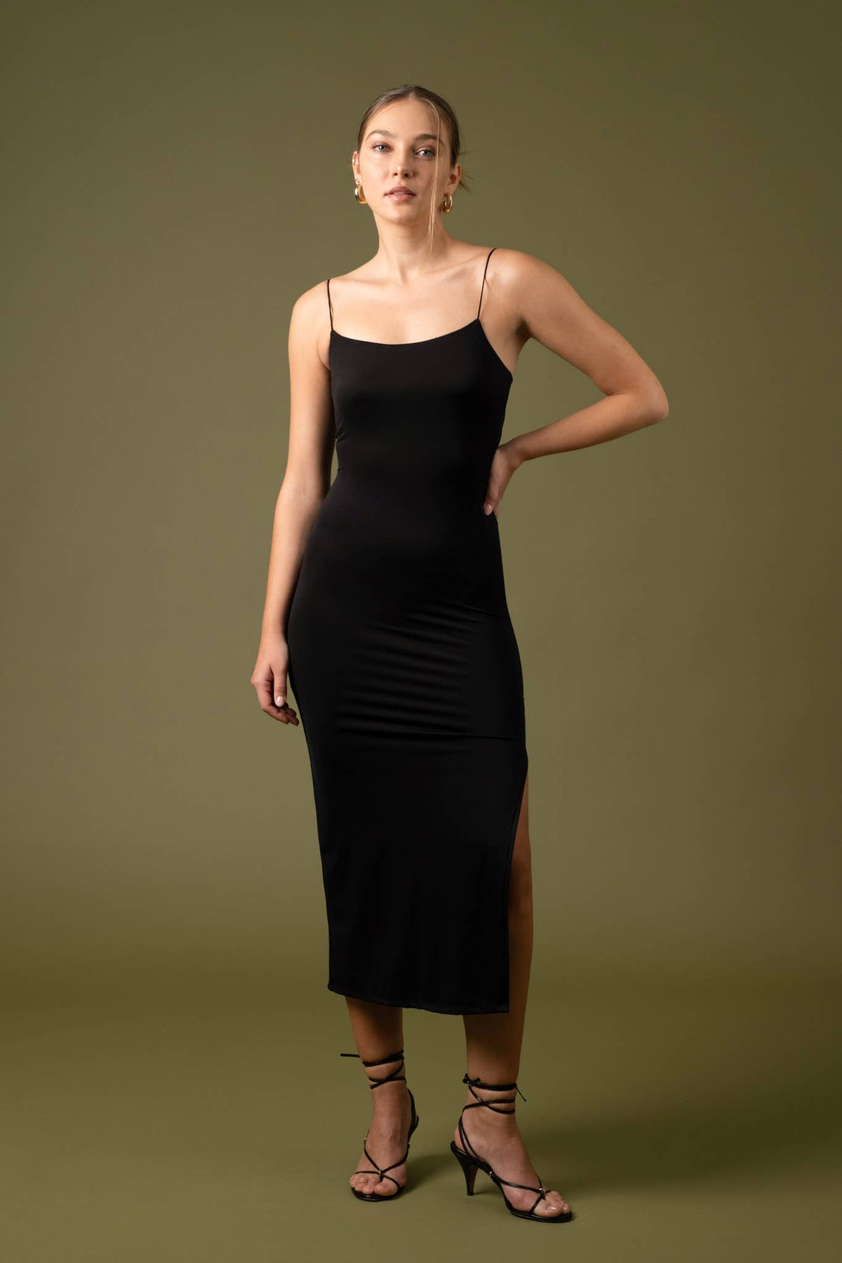 Bodycon Side Slit Cami Midi Dress