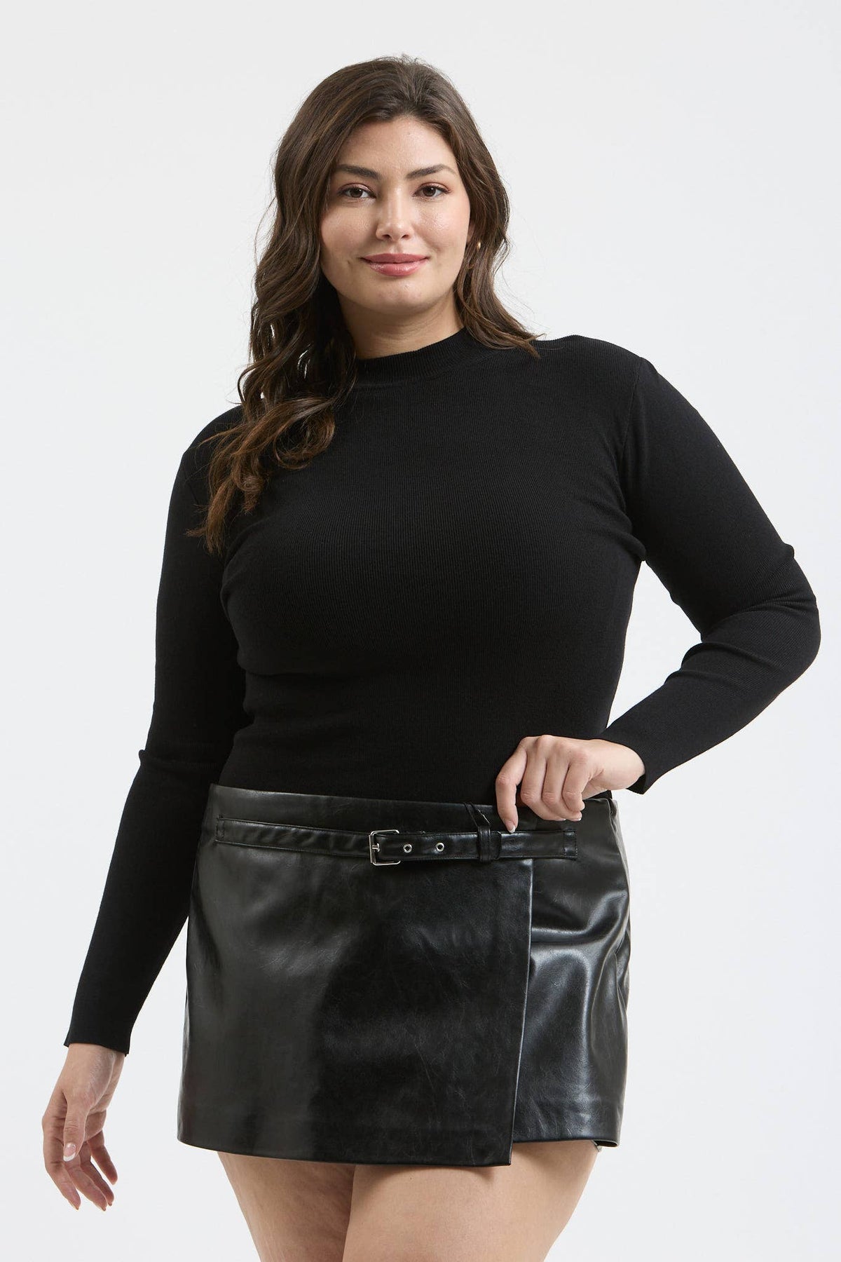 Plus Mock Neck Long Sleeve Top