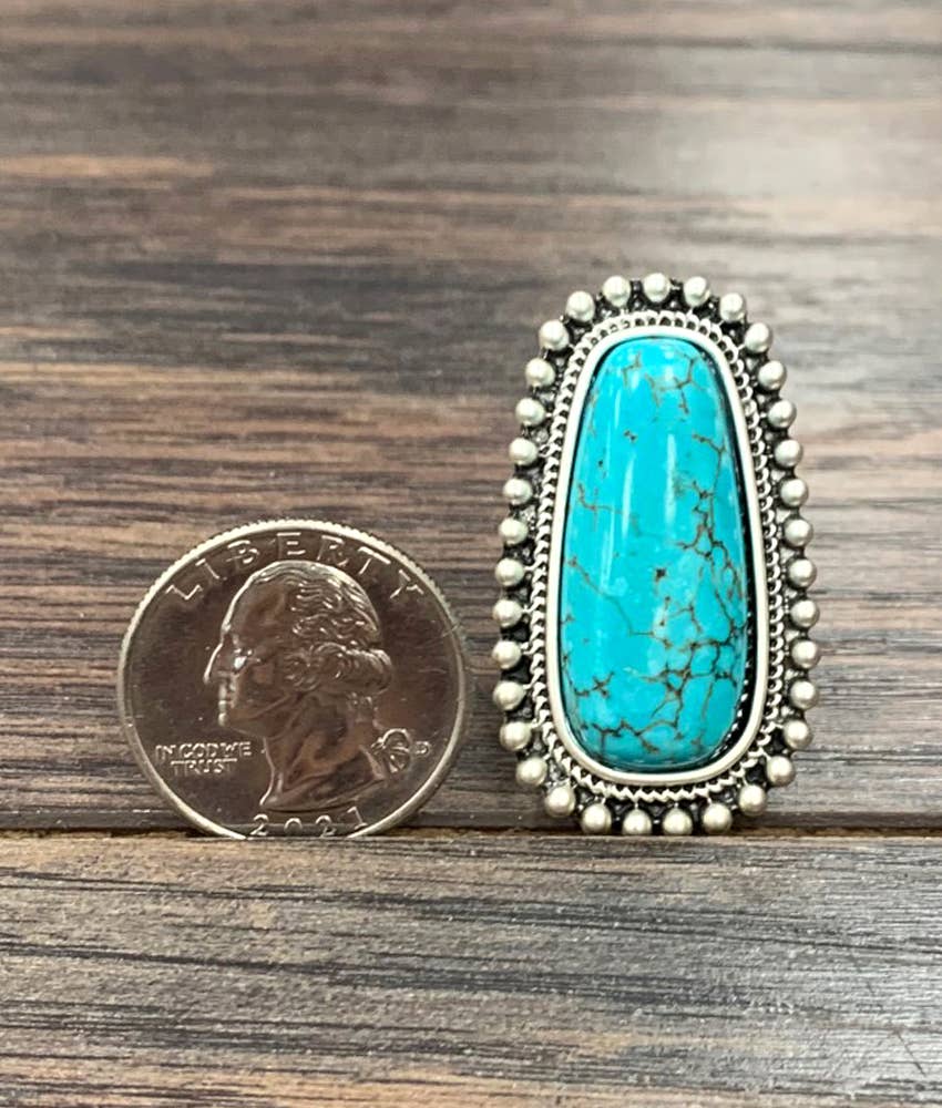 1.7" Western Turquoise Adjustable Ring