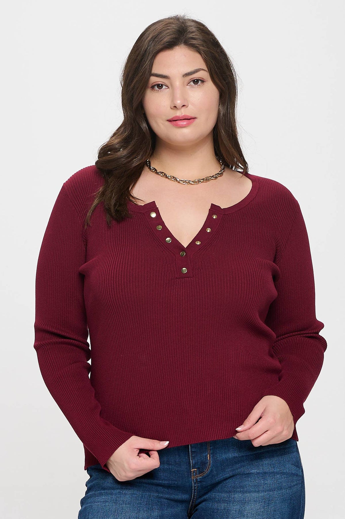 Plus Long Sleeve Henley Top