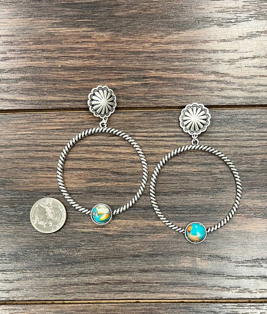 Gemstone Hoop Post Earrings