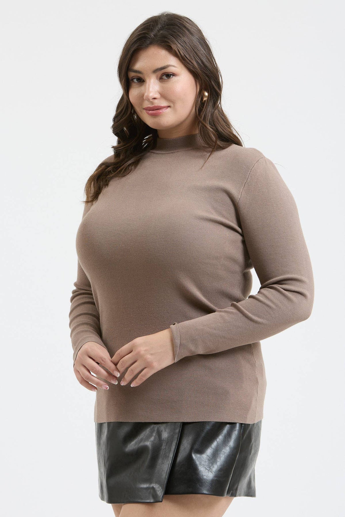 Plus Mock Neck Long Sleeve Top