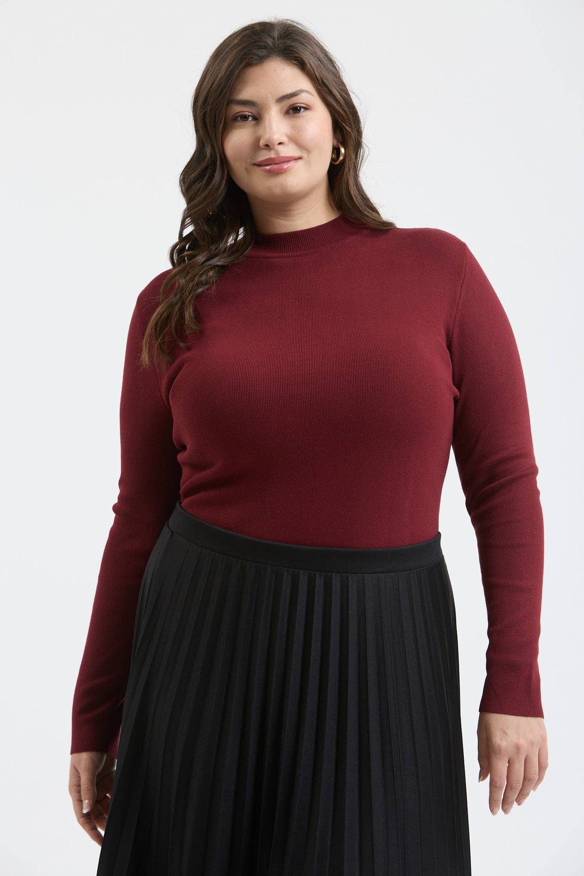 Plus Mock Neck Long Sleeve Top