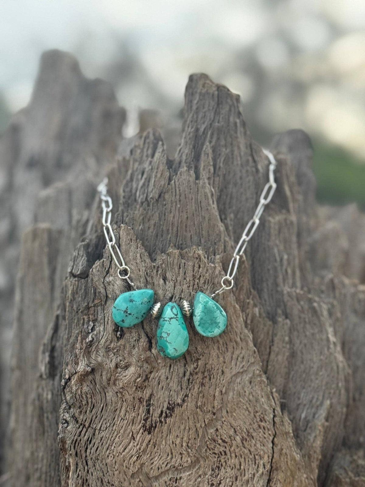 Authentic Teardrop Turquoise Stones Necklace