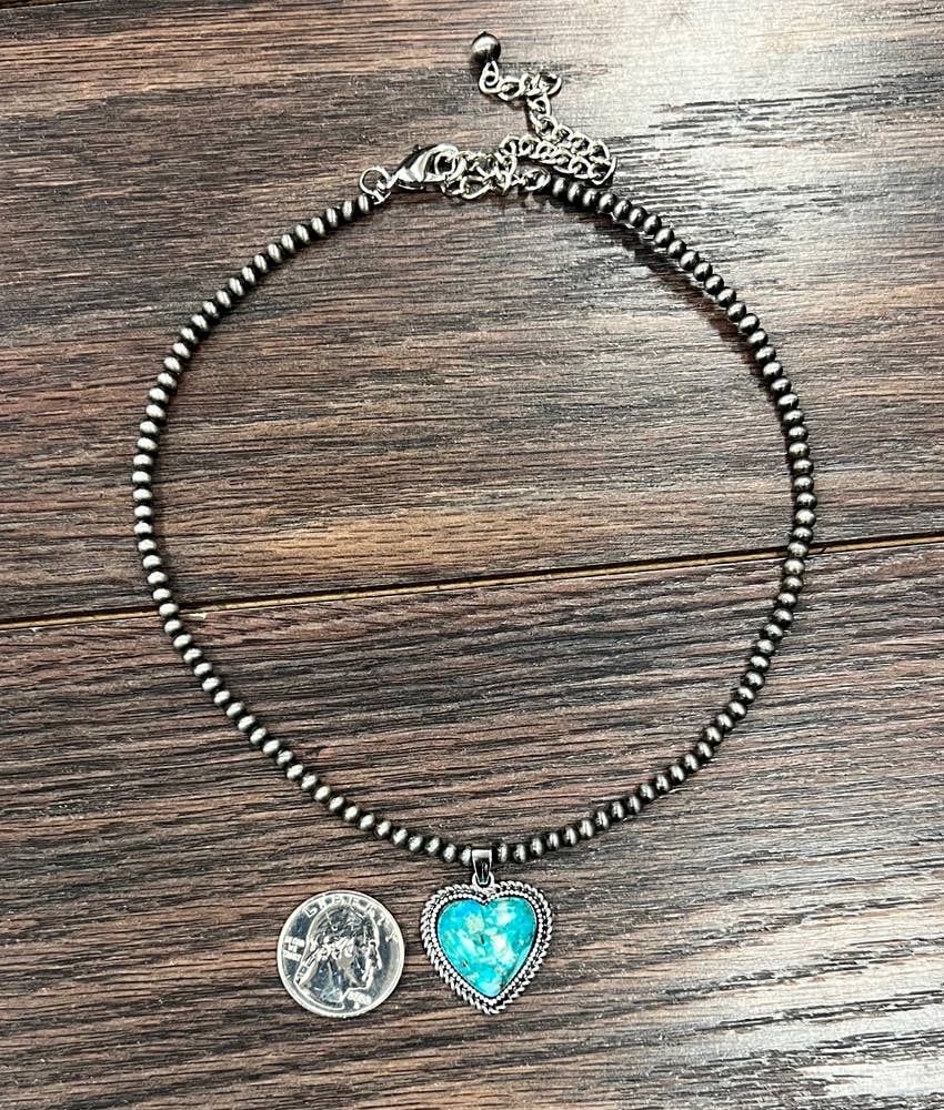 Handmade 15" Heart Gemstone Necklace