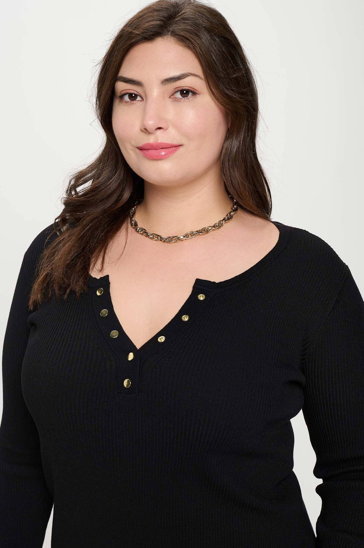 Plus Long Sleeve Henley Top