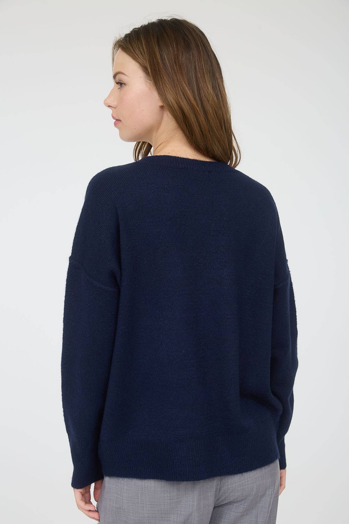 Plus Solid Crewneck Front Seam Sweater