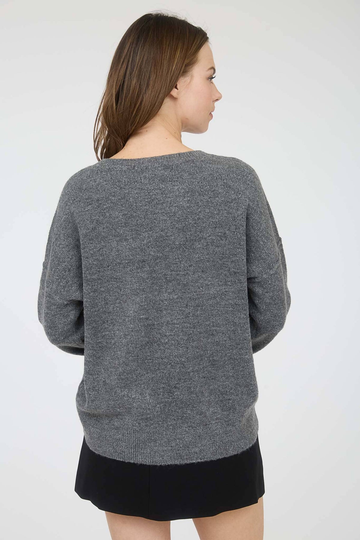 Plus Solid Crewneck Front Seam Sweater