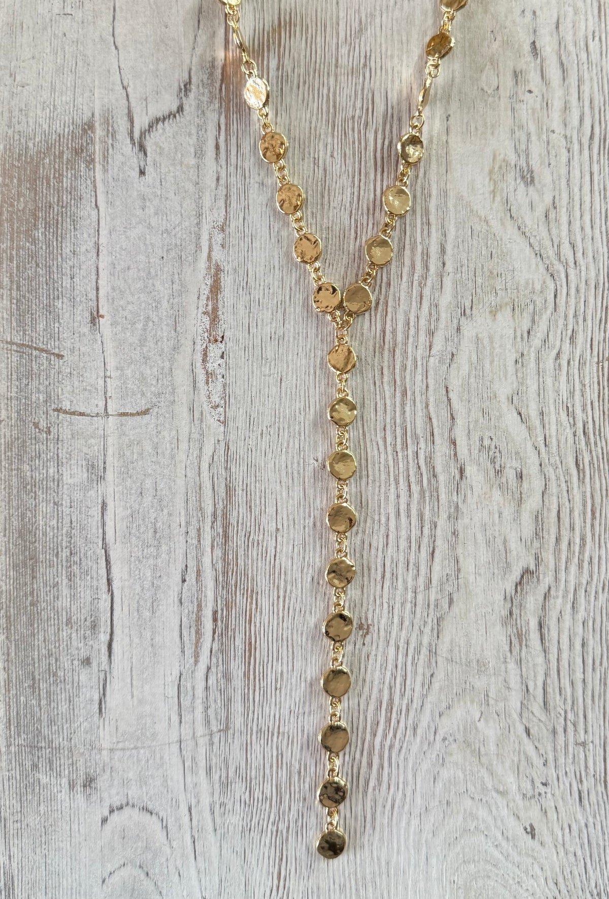 Y Gold Circle Necklace