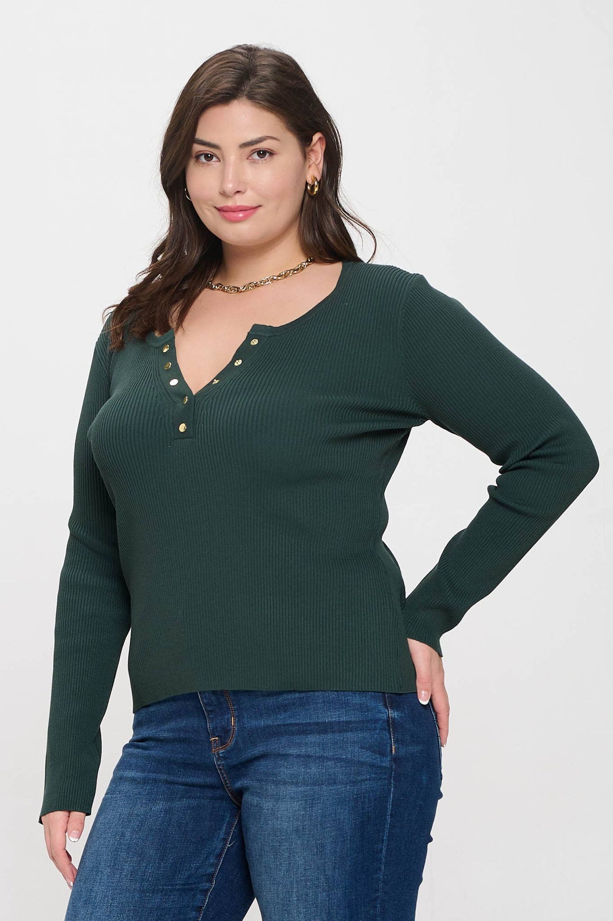 Plus Long Sleeve Henley Top