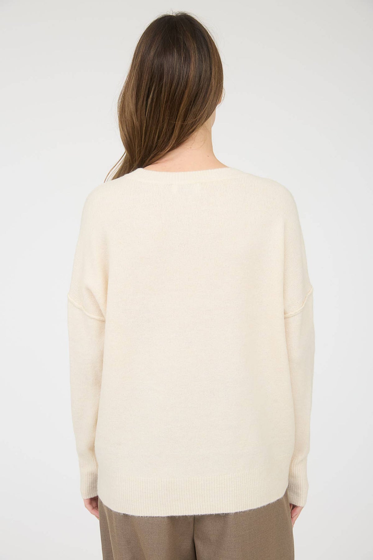 Plus Solid Crewneck Front Seam Sweater