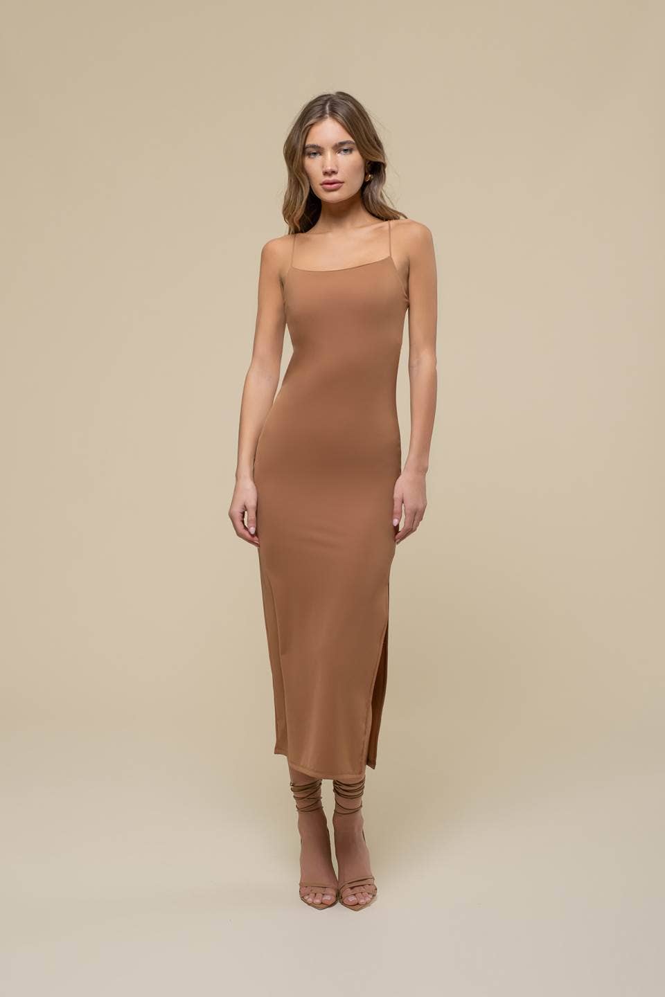 Bodycon Side Slit Cami Midi Dress