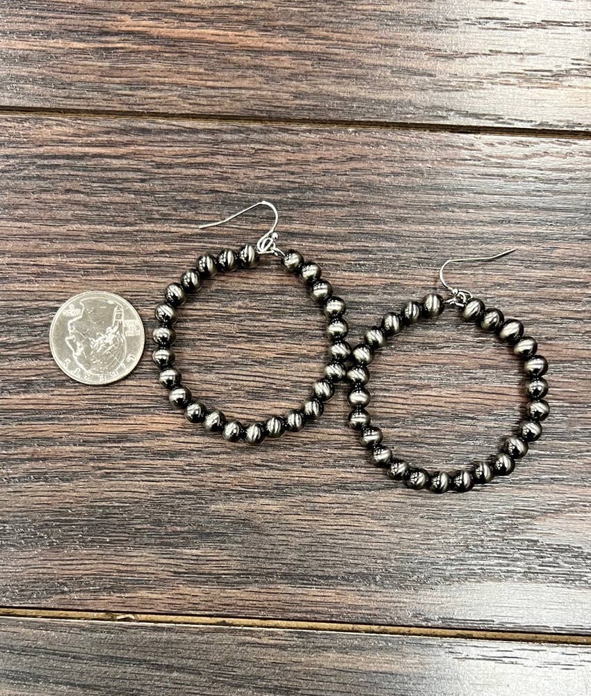 Handmade 1.75" 6mm Polish Bead Hoop Earrings