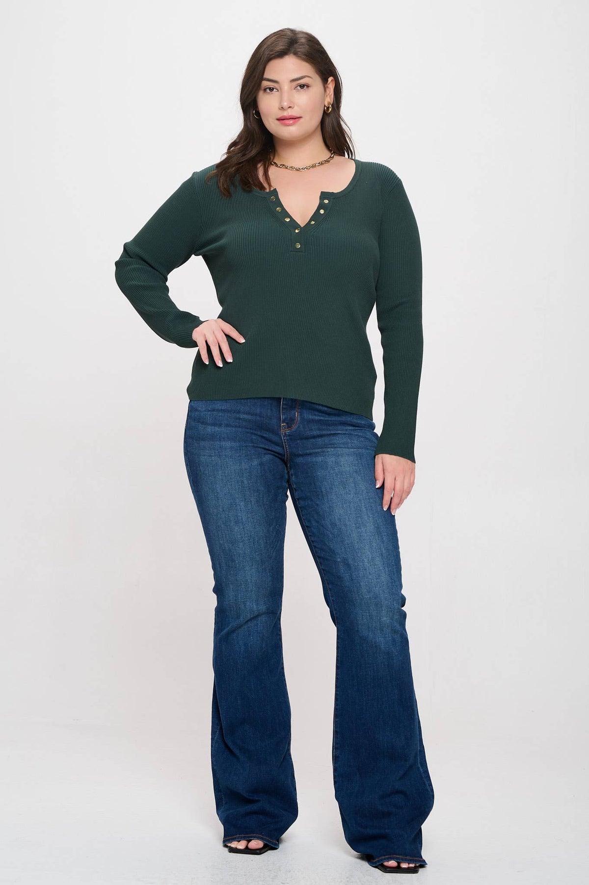Plus Long Sleeve Henley Top