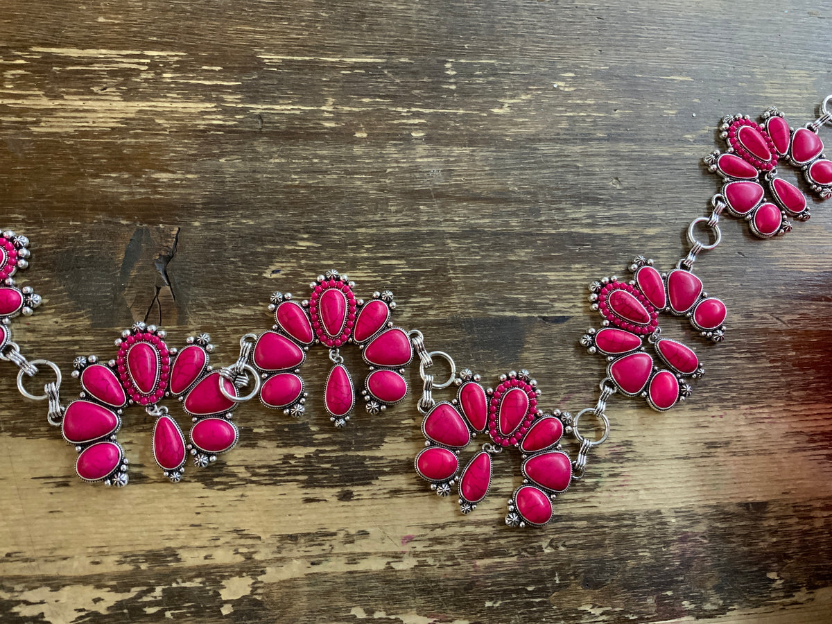 Oval Flower Concho Chain Belt