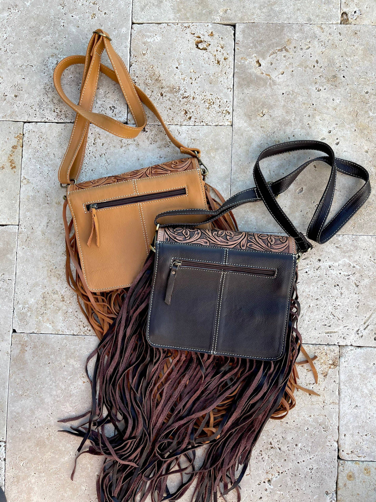 Western Leather Cowhide Fringe Tassel Clutch Crossbody