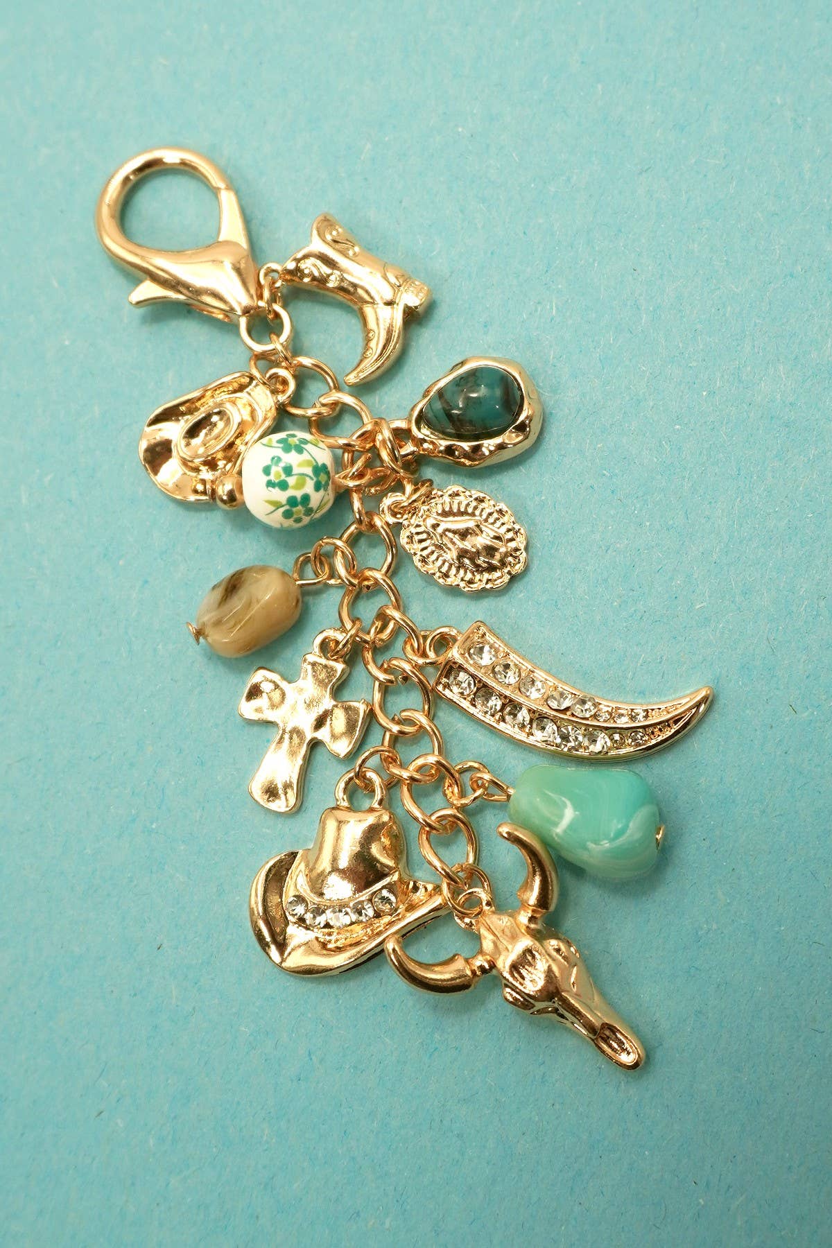 Western Porcelain Cross, Boot, Cowboy, Hat Bag Charm