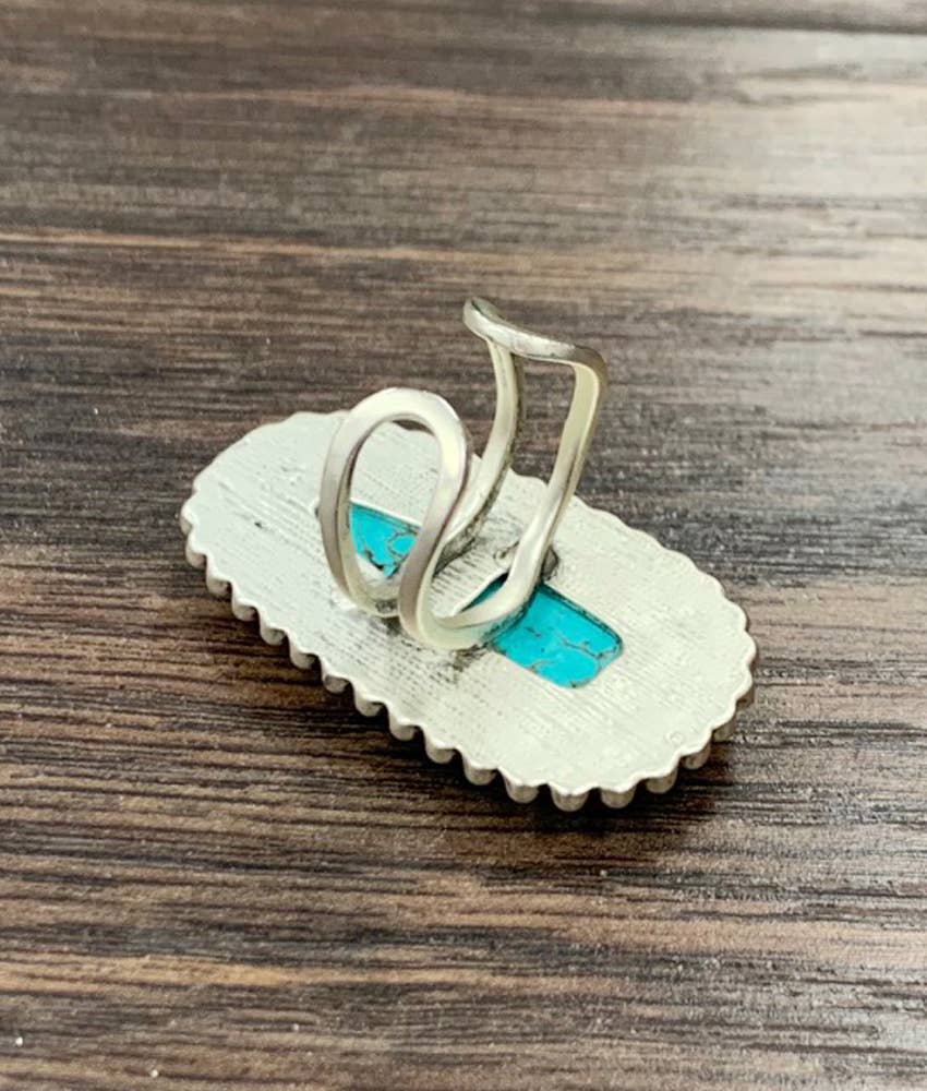 1.7" Western Turquoise Adjustable Ring