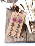 4 Tier Western Concho & Oval Stone Post Drop Earrings