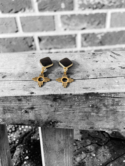 Zia Gold and Black Post Earring