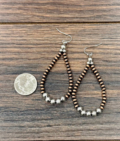 2.5" Copper Western Bead Earrings