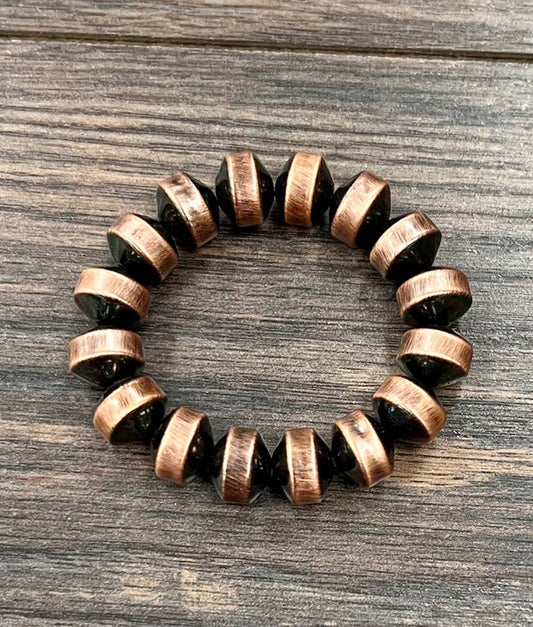 12mm Copper Western Bead Stretch Bracelet