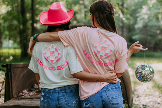 Cowgirl Hat Embroidery Tee - Pink