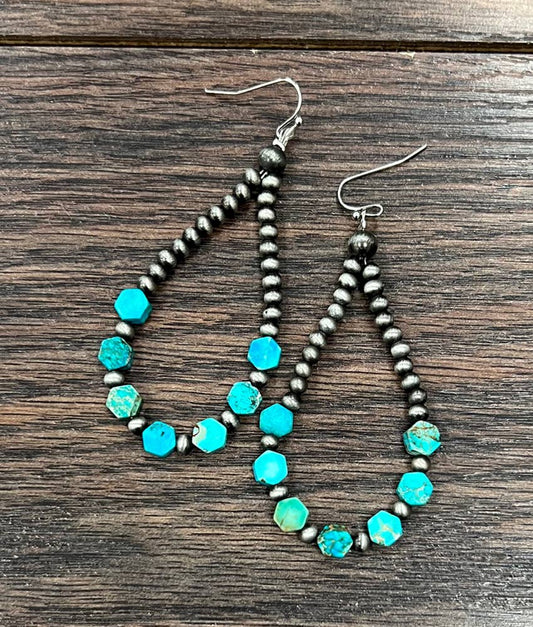 Western Hexa Gemstone Earrings