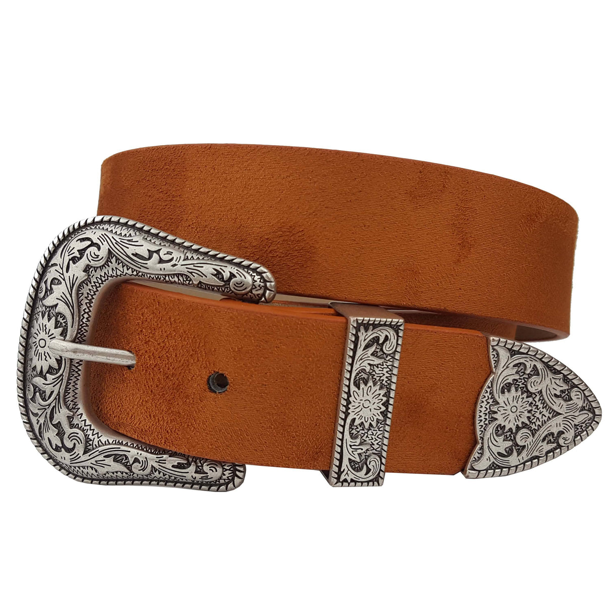 Western Silver Buckle Style in Microfiber Suede