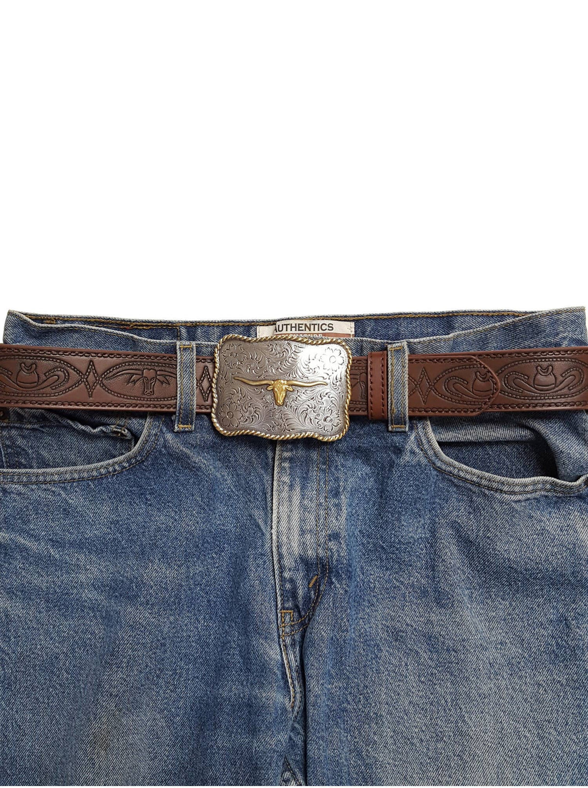 Western Long Horn Buckle Belt