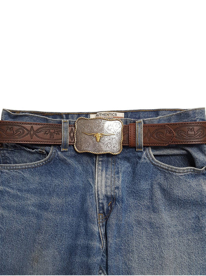 Western Long Horn Buckle Belt