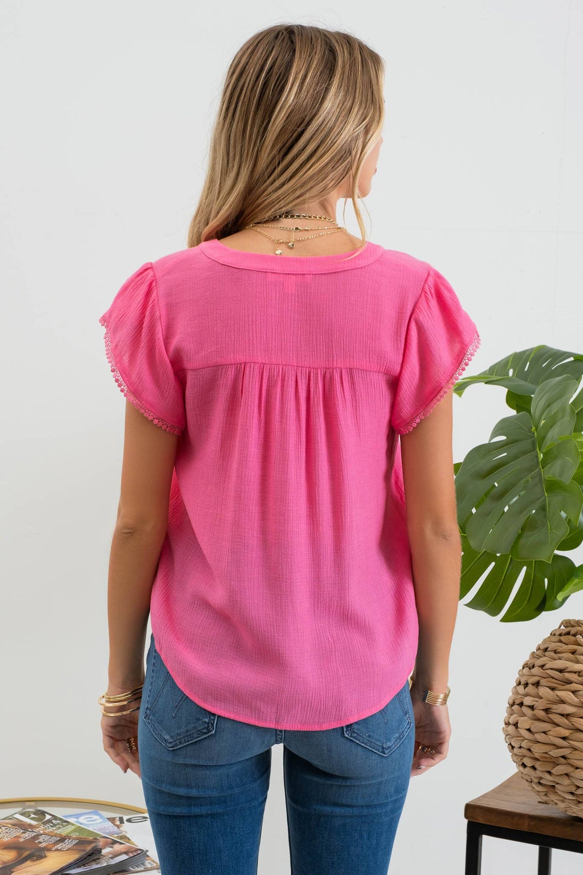 Petal Tassel Sleeve Blouse
