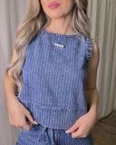 Stripe Denim Crop Top