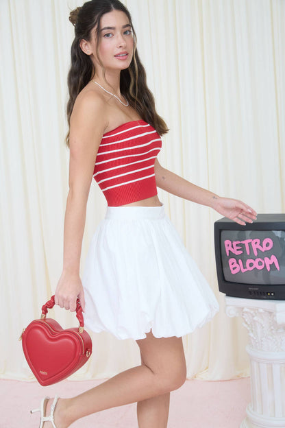 Stripe Strapless Cropped Top