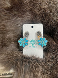 Western semi stone hoops - aztec flower cactus studs