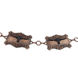 Western Long Horn Concho Metal Chain Silver/Brass