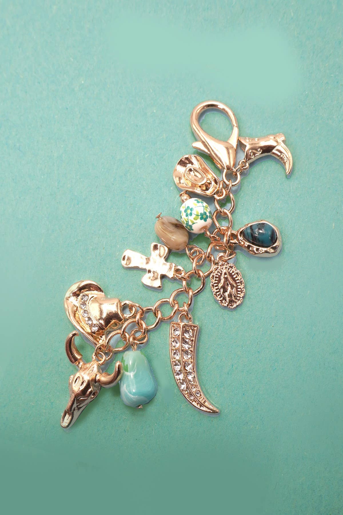 Western Porcelain Cross, Boot, Cowboy, Hat Bag Charm