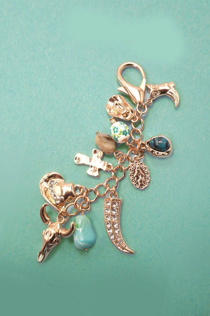 Western Porcelain Cross, Boot, Cowboy, Hat Bag Charm