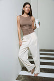 Boat Neck Sleeveless Ruched Knit Top