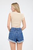 Stripe Ruffle Trim Knit Tank