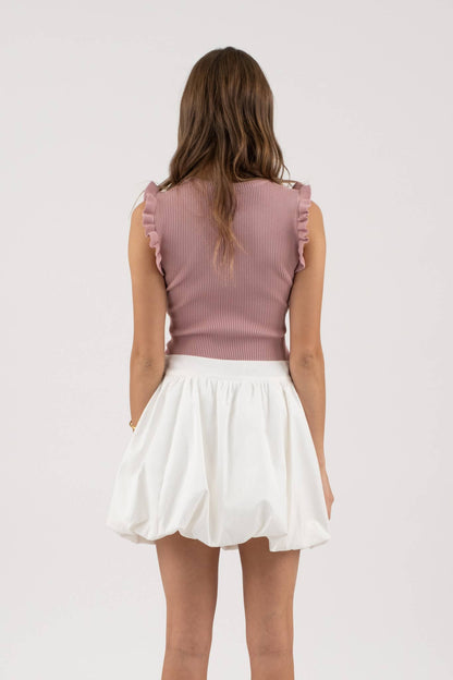 Ruffle Sleeveless Knit Top