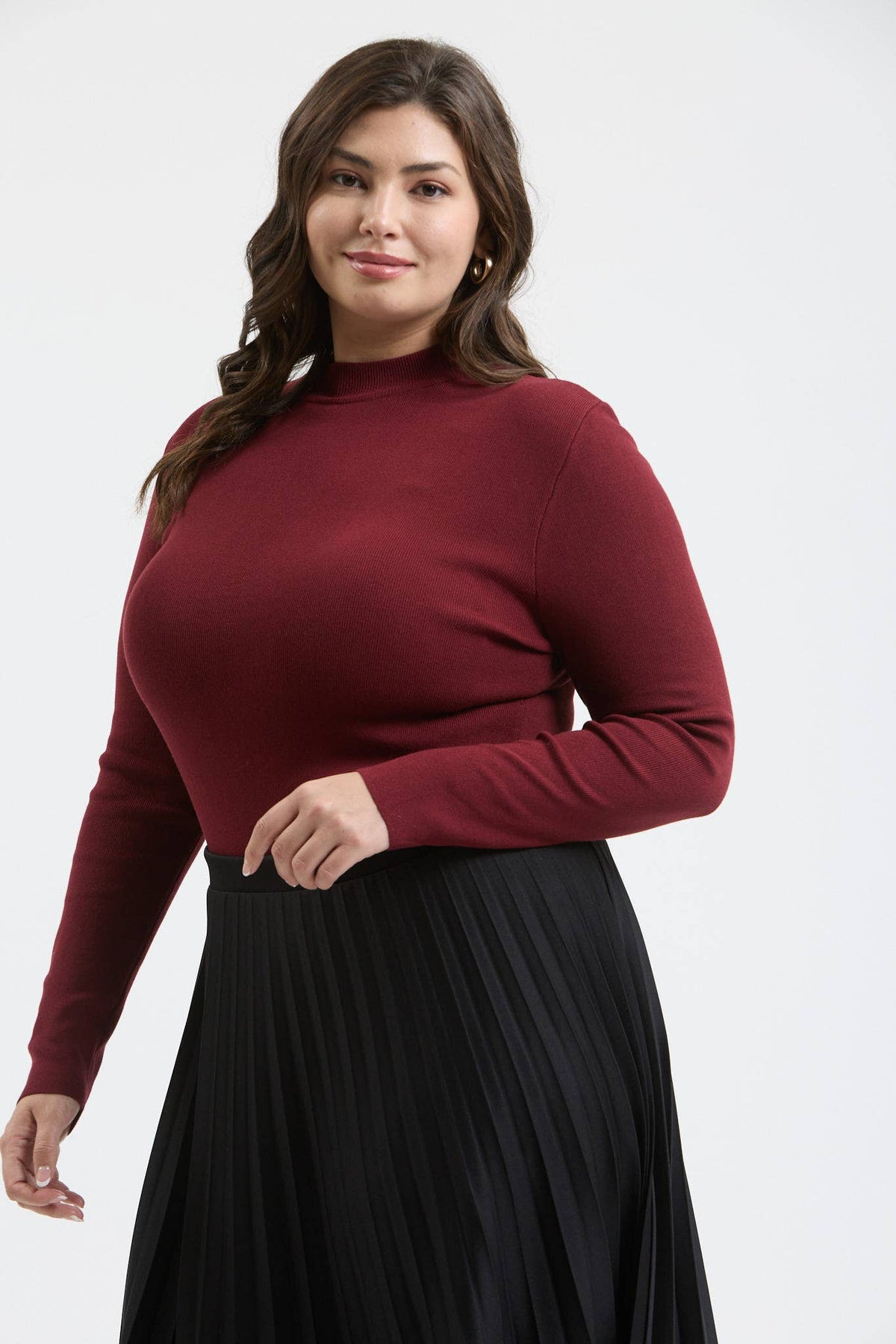 Plus Mock Neck Long Sleeve Top