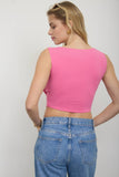 Asymmetrical Snap Button Sleeveless Top