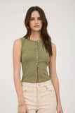 Sleeveless Button Down Knit Top