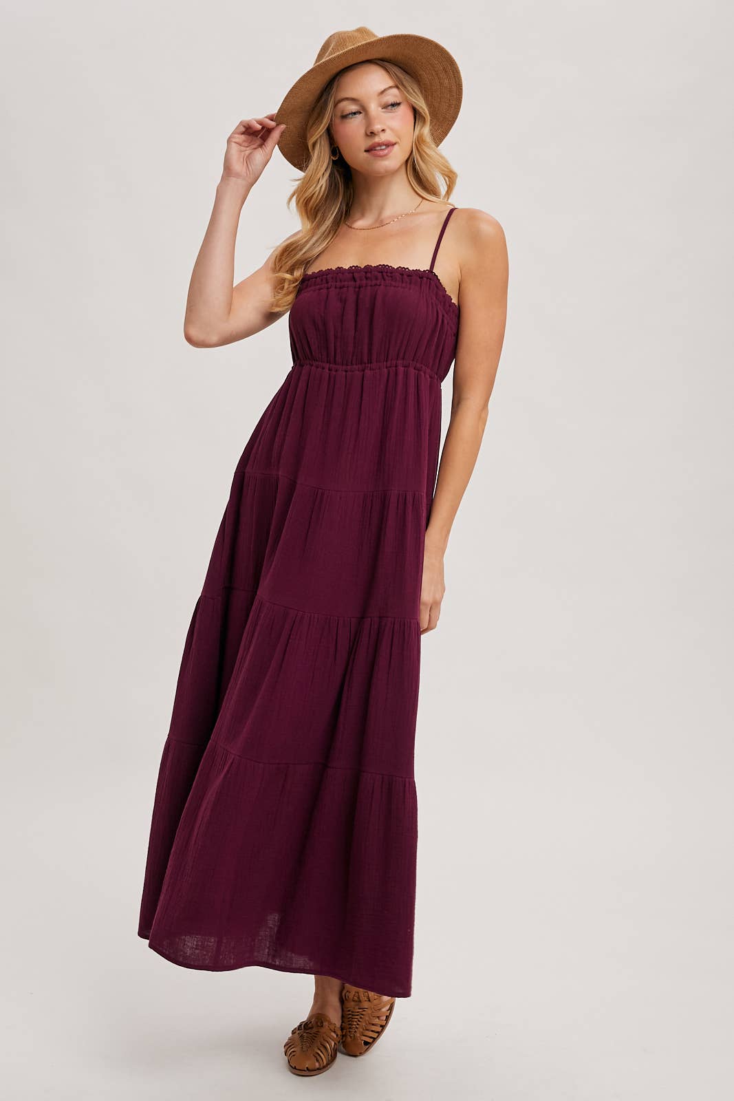Ruffle Trim Tiered Maxi Sundress