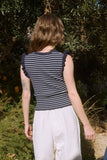 Stripe Ruffle Trim Knit Tank