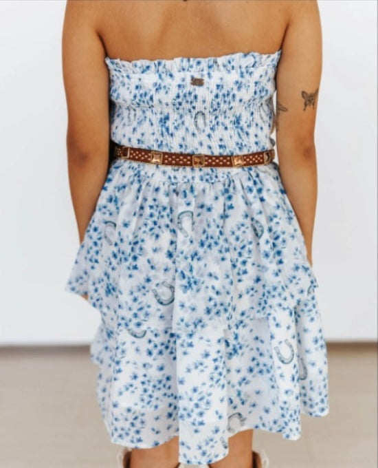 Floral Smock Strapless Romper
