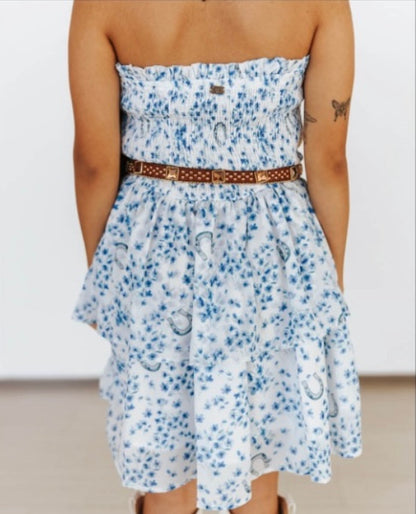 Floral Smock Strapless Romper