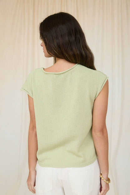 Raw Edge Drop Shoulder Solid Knit