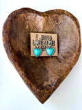 Turquoise Stone Western Heart Dangle Drop Earrings